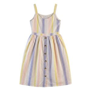 Jessica Simpson Girls Pastel Striped Button Front Sun Dress Size S 7/8 Cotton